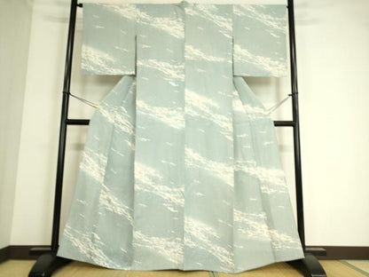 平和屋着物▽上質な小紋 単衣 霞文 金彩 さが美扱い 正絹 逸品 DAAS0504az