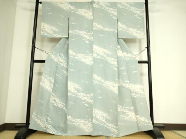 平和屋着物▽上質な小紋 単衣 霞文 金彩 さが美扱い 正絹 逸品 DAAS0504az