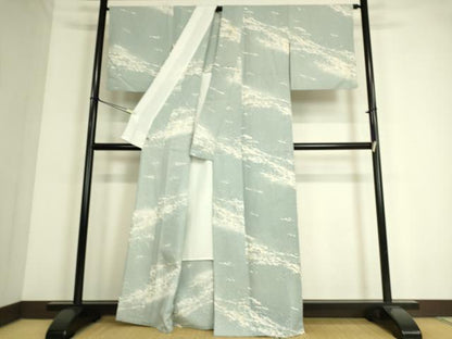 平和屋着物▽上質な小紋 単衣 霞文 金彩 さが美扱い 正絹 逸品 DAAS0504az