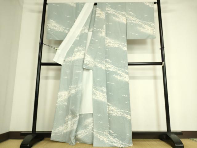 平和屋着物▽上質な小紋 単衣 霞文 金彩 さが美扱い 正絹 逸品 DAAS0504az
