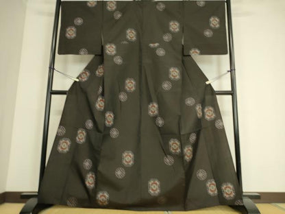 平和屋着物▽大島紬 単衣 絣花文 証紙付き 正絹 逸品 未使用 DAAS0505az