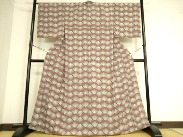 平和屋着物▽上質な小紋 単衣 菱花文 正絹 逸品 DAAS0511az