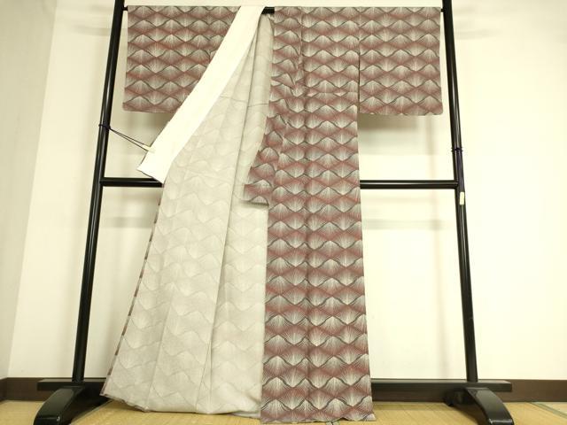 平和屋着物▽上質な小紋 単衣 菱花文 正絹 逸品 DAAS0511az
