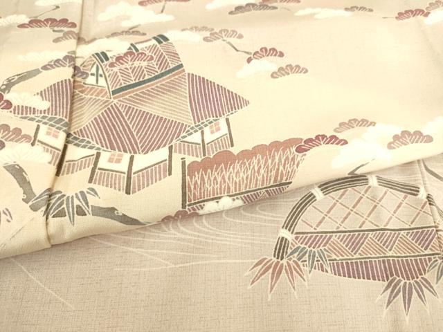平和屋着物▽訪問着 単衣 風景花文 正絹 逸品 DAAS0513az