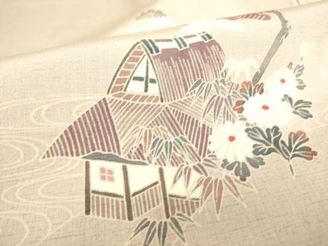 平和屋着物▽訪問着 単衣 風景花文 正絹 逸品 DAAS0513az