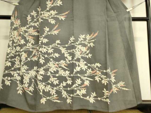平和屋着物▽訪問着 単衣 紬地 駒刺繍 枝花文 正絹 逸品 DAAS0515az