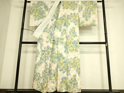 平和屋着物▽上質な小紋 単衣 霞樹林文 暈し染め 正絹 逸品 DAAS0519az