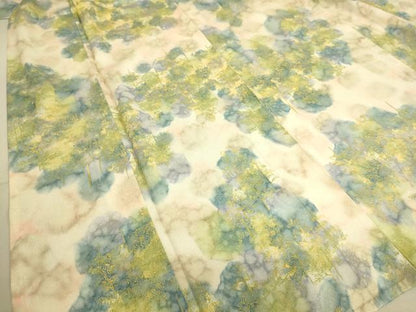 平和屋着物▽上質な小紋 単衣 霞樹林文 暈し染め 正絹 逸品 DAAS0519az