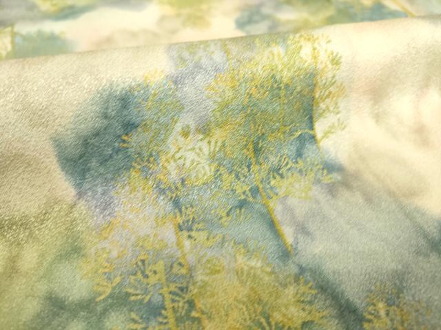 平和屋着物▽上質な小紋 単衣 霞樹林文 暈し染め 正絹 逸品 DAAS0519az