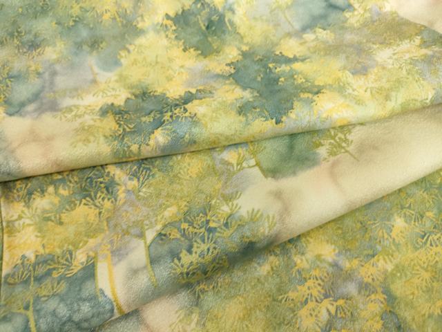 平和屋着物▽上質な小紋 単衣 霞樹林文 暈し染め 正絹 逸品 DAAS0519az