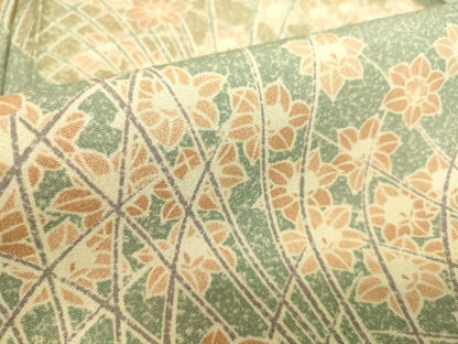 平和屋着物▽上質な小紋 単衣 草花文 正絹 逸品 DAAS0522az