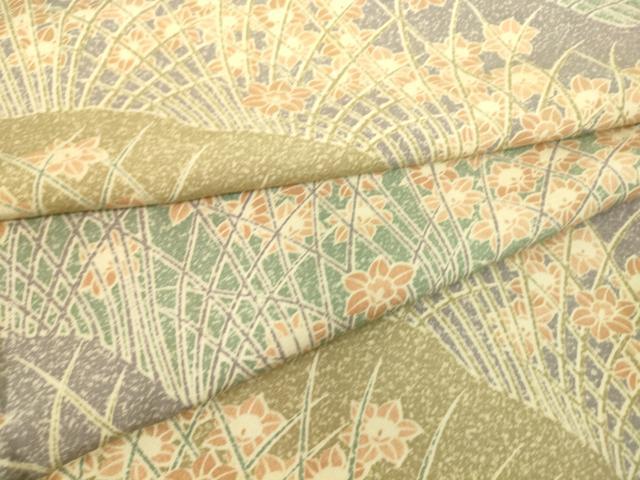 平和屋着物▽上質な小紋 単衣 草花文 正絹 逸品 DAAS0522az