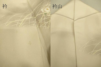 平和屋着物▽訪問着 単衣 芝に舞花 金彩 正絹 逸品 DAAS0527az