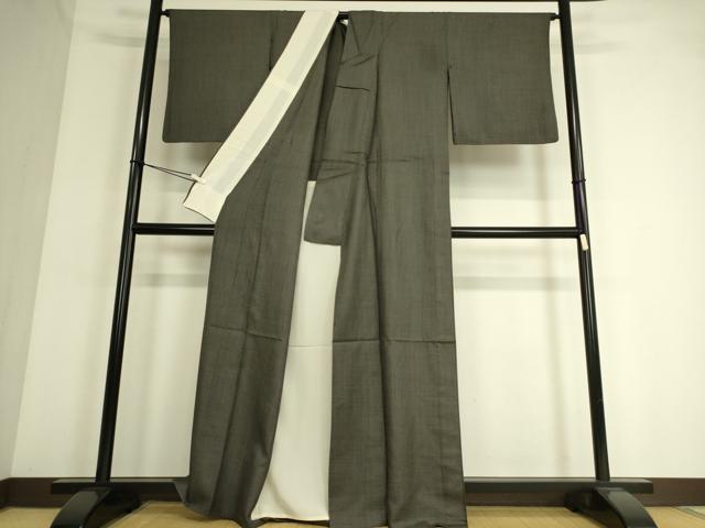 平和屋着物▽上質な紬 単衣 蚊絣 黒地 正絹 逸品 DAAS0529az