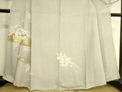 平和屋着物▽訪問着 単衣 花籠文 金彩 正絹 逸品 DAAS0530az