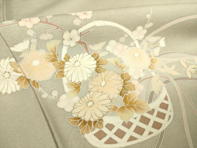 平和屋着物▽訪問着 単衣 花籠文 金彩 正絹 逸品 DAAS0530az