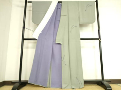 平和屋着物▽世界的人形師 辻村寿三郎 ジュサブロー 小紋 単衣 兎 舞桜 正絹 逸品 DAAS0531az