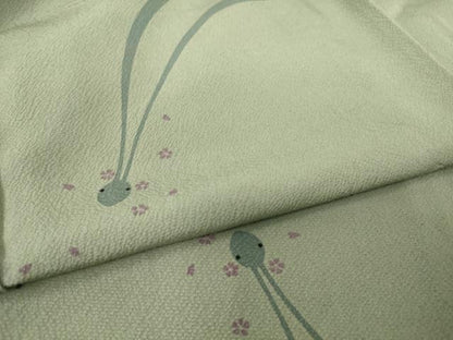 平和屋着物▽世界的人形師 辻村寿三郎 ジュサブロー 小紋 単衣 兎 舞桜 正絹 逸品 DAAS0531az
