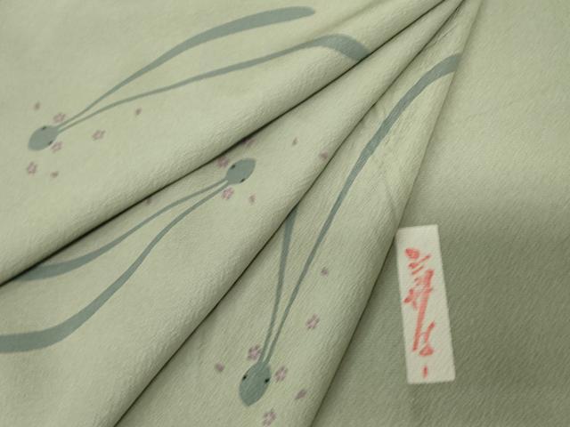 平和屋着物▽世界的人形師 辻村寿三郎 ジュサブロー 小紋 単衣 兎 舞桜 正絹 逸品 DAAS0531az