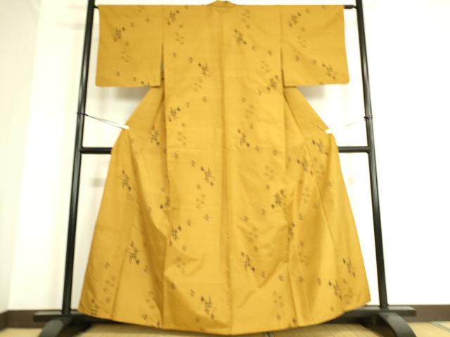 平和屋着物▽上質な紬　単衣　琉球絣文様　正絹　逸品　DAAS0536az