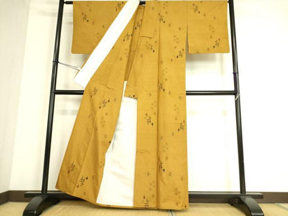 平和屋着物▽上質な紬　単衣　琉球絣文様　正絹　逸品　DAAS0536az