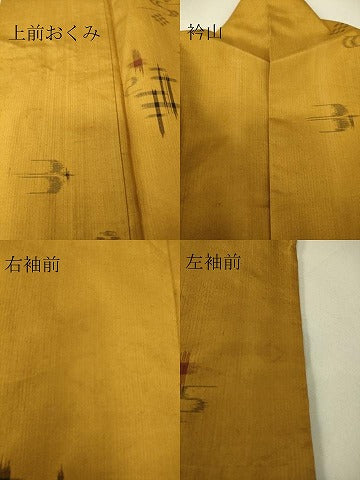 平和屋着物▽上質な紬　単衣　琉球絣文様　正絹　逸品　DAAS0536az