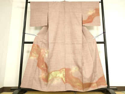 平和屋着物▽訪問着 単衣 扇面花文 金彩 正絹 逸品 DAAS0542az