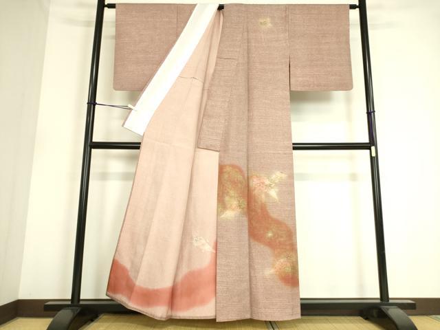 平和屋着物▽訪問着 単衣 扇面花文 金彩 正絹 逸品 DAAS0542az