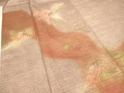 平和屋着物▽訪問着 単衣 扇面花文 金彩 正絹 逸品 DAAS0542az