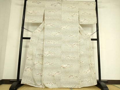 平和屋着物▽上質な小紋 単衣 絞り 雲取り箔散らし 金彩 正絹 逸品 DAAS0543az