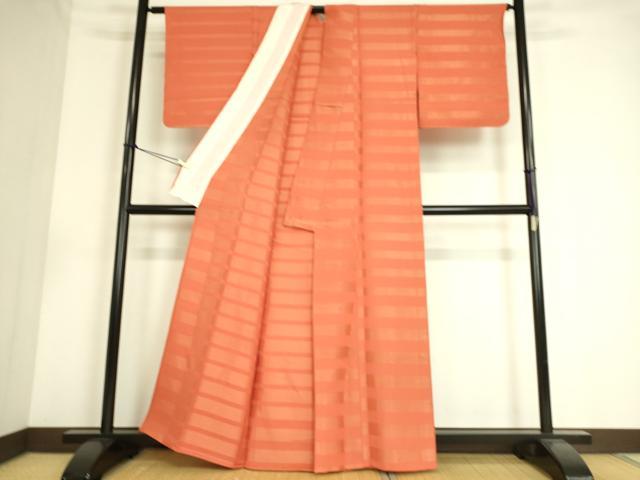 平和屋着物▽上質な小紋 単衣 横段文 金通し地 正絹 逸品 DAAS0549az