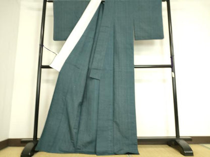 平和屋着物▽上質な紬　単衣　十字絣　正絹　逸品　DAAS0550az