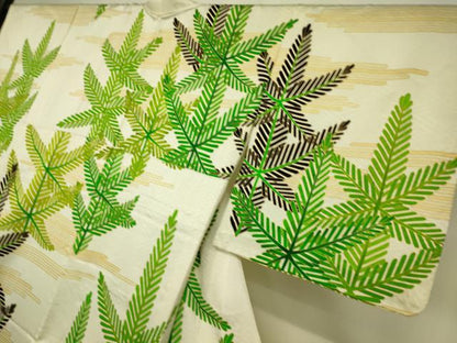 平和屋着物▽訪問着 単衣 駒刺繍 若松葉 金彩 正絹 逸品 DAAS0552az