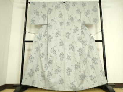 平和屋着物▽上質な紬 単衣 蔦の葉花文 正絹 逸品 DAAS0553az