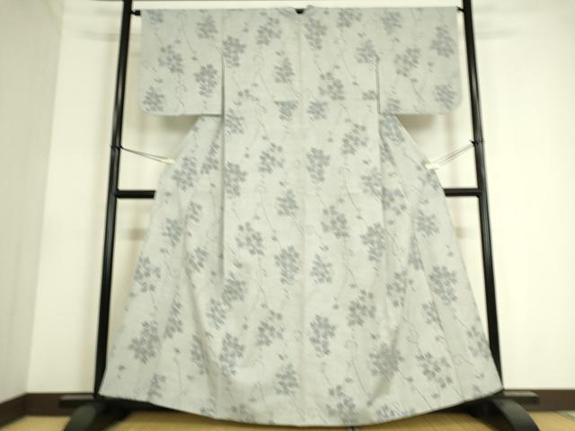 平和屋着物▽上質な紬 単衣 蔦の葉花文 正絹 逸品 DAAS0553az
