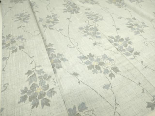 平和屋着物▽上質な紬 単衣 蔦の葉花文 正絹 逸品 DAAS0553az