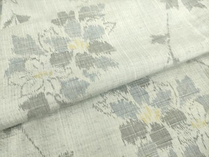 平和屋着物▽上質な紬 単衣 蔦の葉花文 正絹 逸品 DAAS0553az