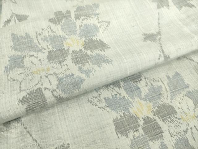 平和屋着物▽上質な紬 単衣 蔦の葉花文 正絹 逸品 DAAS0553az