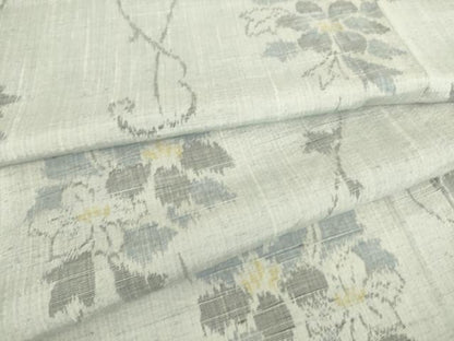 平和屋着物▽上質な紬 単衣 蔦の葉花文 正絹 逸品 DAAS0553az