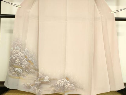 平和屋着物▽訪問着　単衣　風景樹林文　金彩　正絹　逸品　DAAS0555az