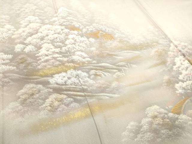 平和屋着物▽訪問着　単衣　風景樹林文　金彩　正絹　逸品　DAAS0555az