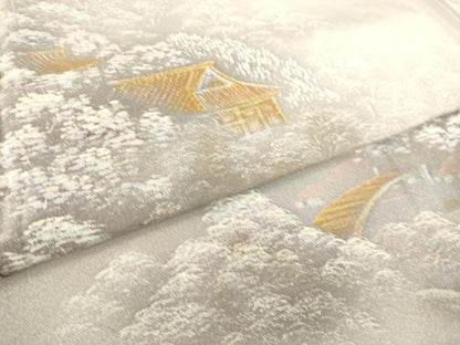 平和屋着物▽訪問着　単衣　風景樹林文　金彩　正絹　逸品　DAAS0555az