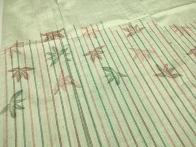平和屋着物▽訪問着 単衣 紬地 楓文 正絹 逸品 DAAS0558az
