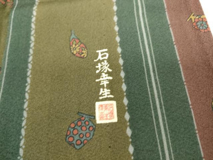 平和屋着物▽伝統工芸士 石塚幸生 小紋 単衣 成物 正絹 逸品 DAAS0566az