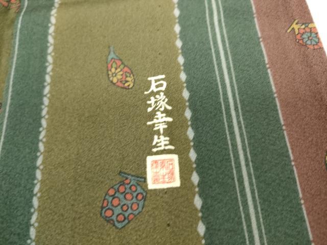平和屋着物▽伝統工芸士 石塚幸生 小紋 単衣 成物 正絹 逸品 DAAS0566az