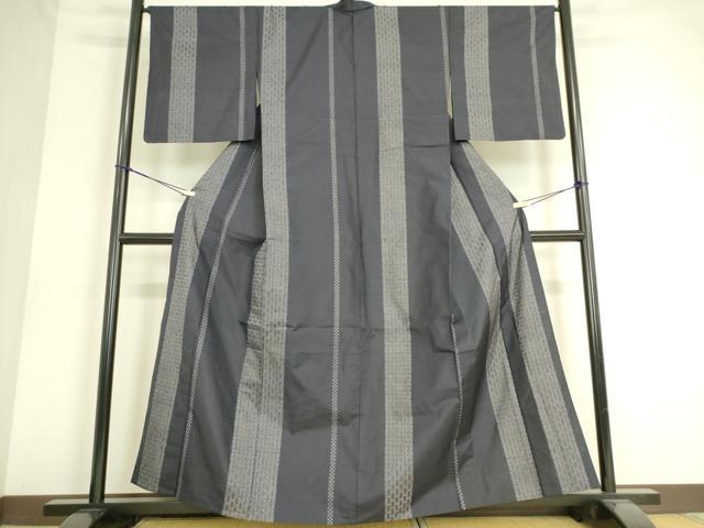 平和屋着物▽本場大島紬　単衣　紗綾型間道　やまと誂製　正絹　逸品　DAAS0569az