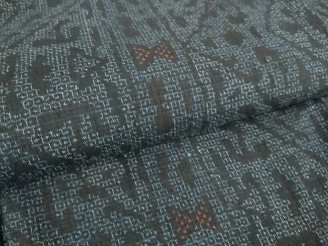 平和屋着物▽結城紬 単衣 幾何学文 80亀甲 正絹 逸品 DAAS0571az