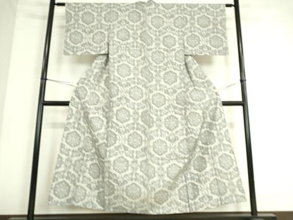 平和屋着物▽本場大島紬　単衣　洋花文　正絹　逸品　DAAS0573az