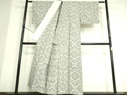 平和屋着物▽本場大島紬　単衣　洋花文　正絹　逸品　DAAS0573az