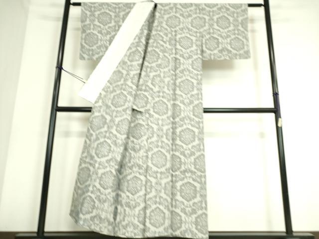 平和屋着物▽本場大島紬　単衣　洋花文　正絹　逸品　DAAS0573az